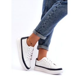 Sergio Leone Dámská kožená sportovní obuv, tenisky, bílá a tmavě modrá bílý 1