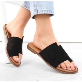 Dámské semišové žabky, černé eVento 4586 černá 1