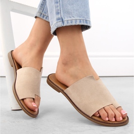 Dámské béžové semišové žabky eVento 4586 béžový 1 Dámské béžové semišové žabky eVento 4586 béžový 1