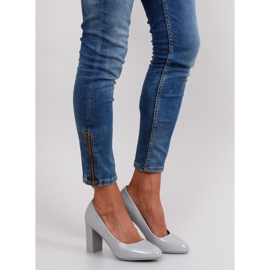 Lakovaná čerpadla s širokým podpatkem m263p Šedá 1