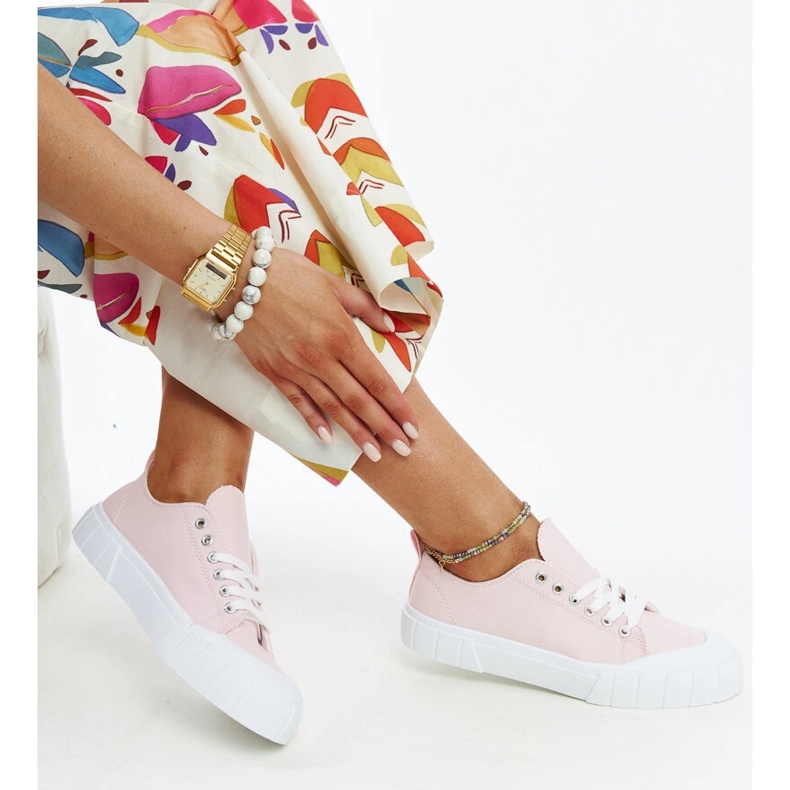 Růžové látkové tenisky Eduard růžový 1