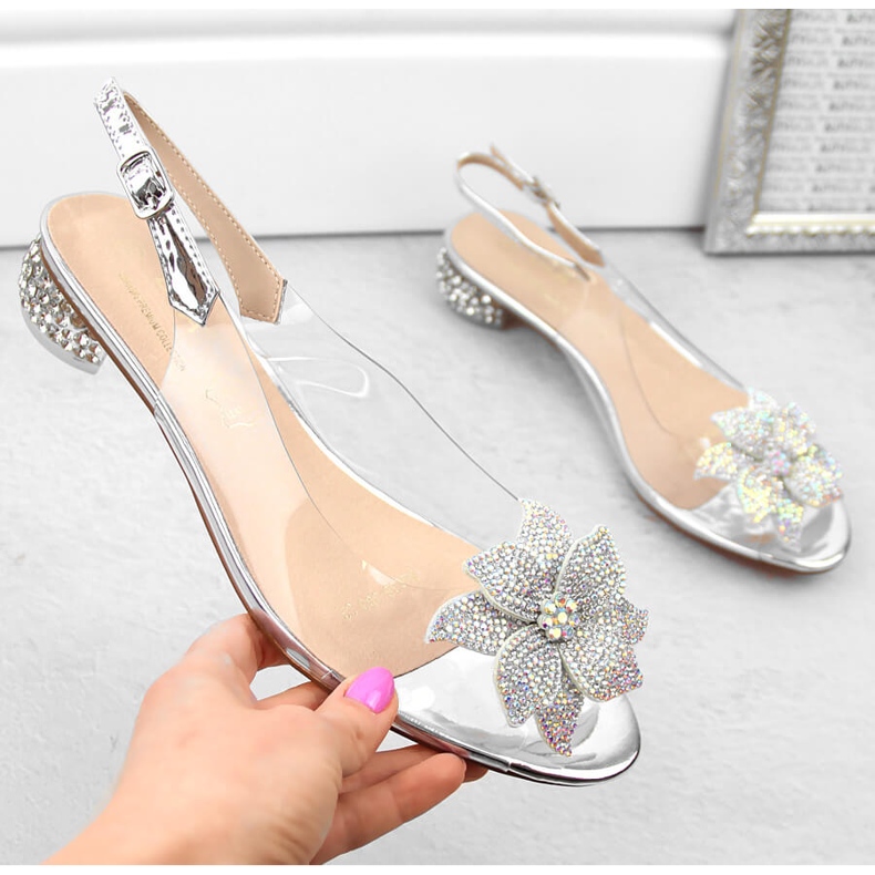 Transparentní lakované dámské sandály se stříbrnými zirkony S.Barski MR38-383 1