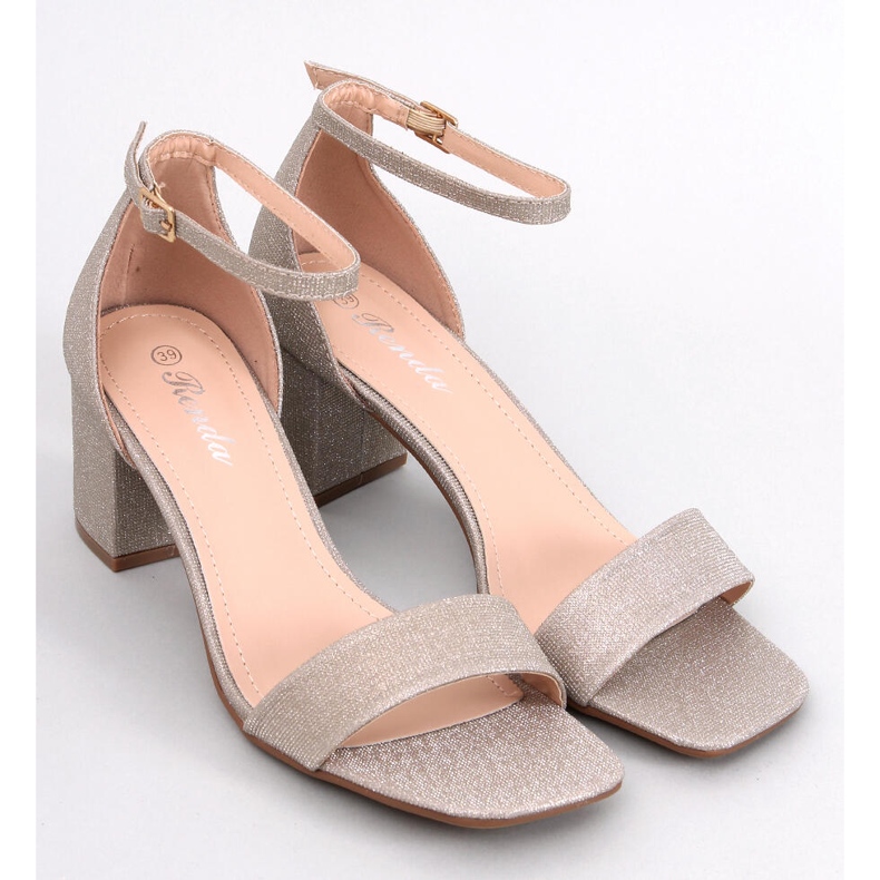 Sandály na podpatku Meghan Gold zlatý 1