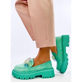 Platformové mokasíny s kamínky od Stefani Green zelený 2