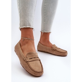 Klasické dámské semišové mokasíny tmavě béžové Glimris béžový 2