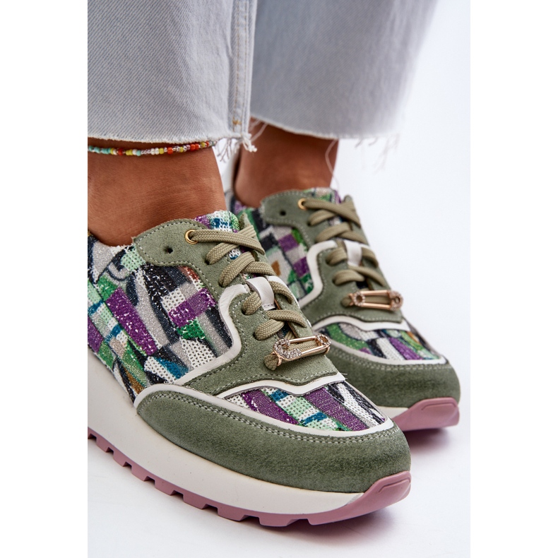 Dámské kožené tenisky na platformě Maciejka 06390-09 Celadon zelená 2 Dámské kožené tenisky na platformě Maciejka 06390-09 Celadon zelená 2