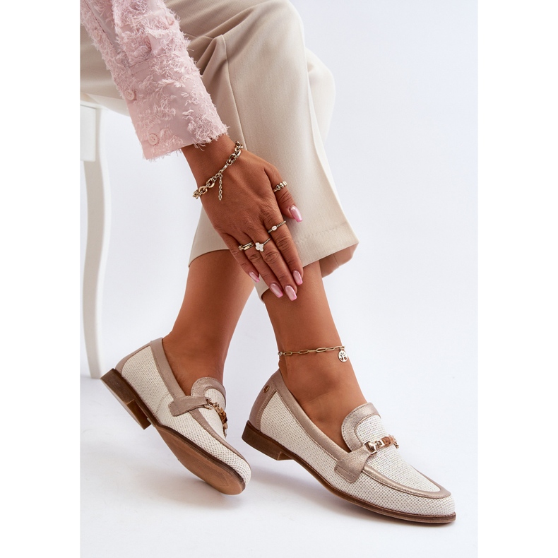 Kožené mokasíny se zlatým zdobením Maciejka 06442-25 Gold 1