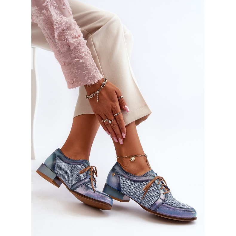 Dámská šněrovací obuv Maciejka přírodní kůže 06452-06 Modrá modrý 1