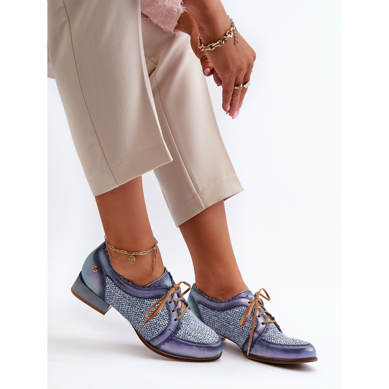 Dámská šněrovací obuv Maciejka přírodní kůže 06452-06 Modrá modrý 2