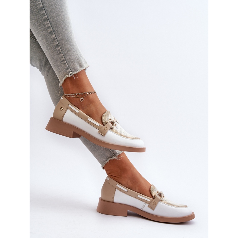Kožené mokasíny Dámská obuv Maciejka 06493-11 Bílá a béžová bílý 1