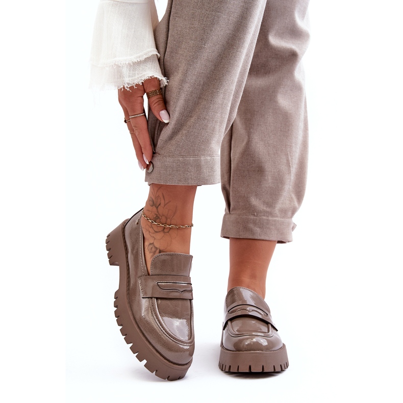 Diamantique Patentované béžové ploché mokasíny béžový 1