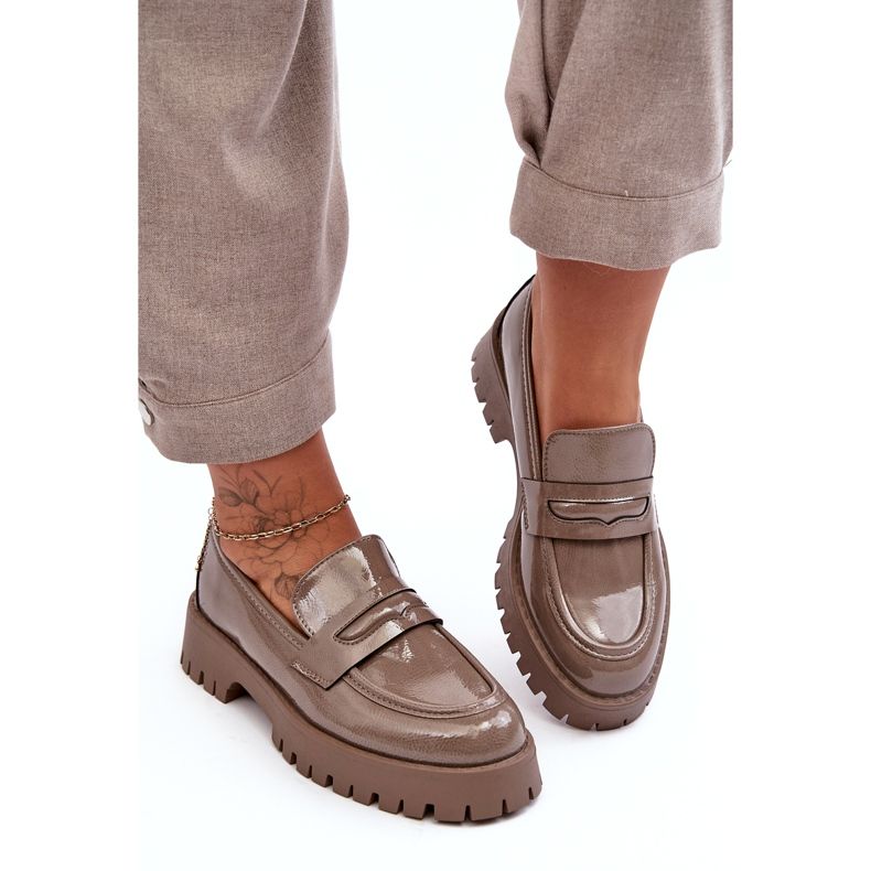 Diamantique Patentované béžové ploché mokasíny béžový 2