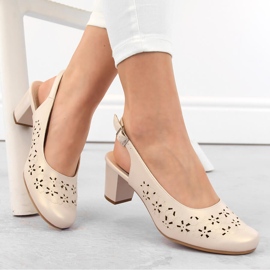 Dámské celoprolamované sandály béžové perleťové Sergio Leone SK179 béžový 1