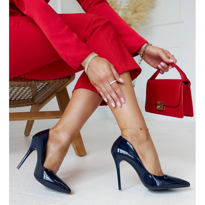 Námořnické modré lakované lodičky s koženou vložkou Jadoin modrý 1