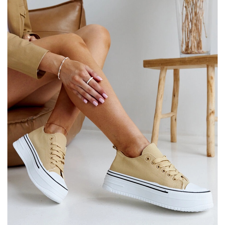 Tmavě béžové tenisky se silnou podrážkou Bahira béžový 1