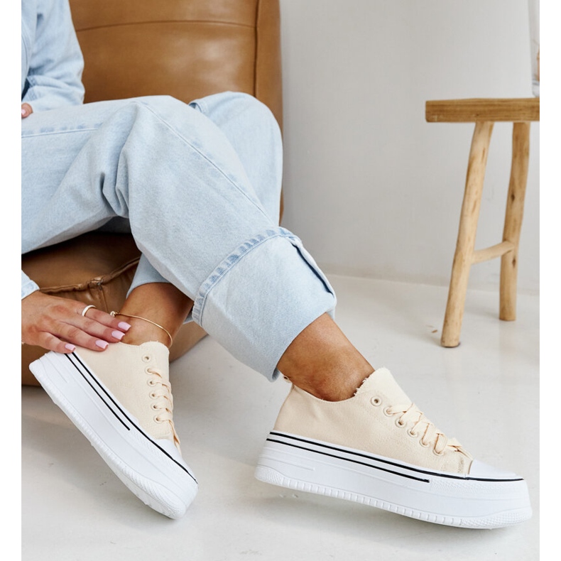 Světle béžové tenisky se silnou podrážkou Bahira béžový 1