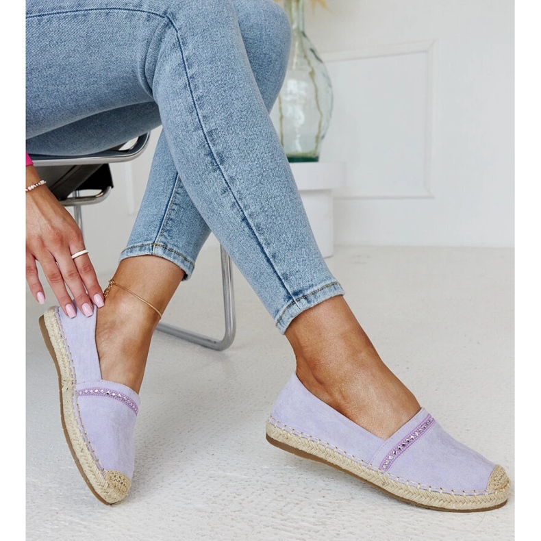 Fialové espadrilky s kamínky Abia fialová 1