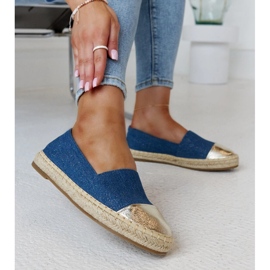 Modré a zlaté lesklé espadrilky Surana modrý 1