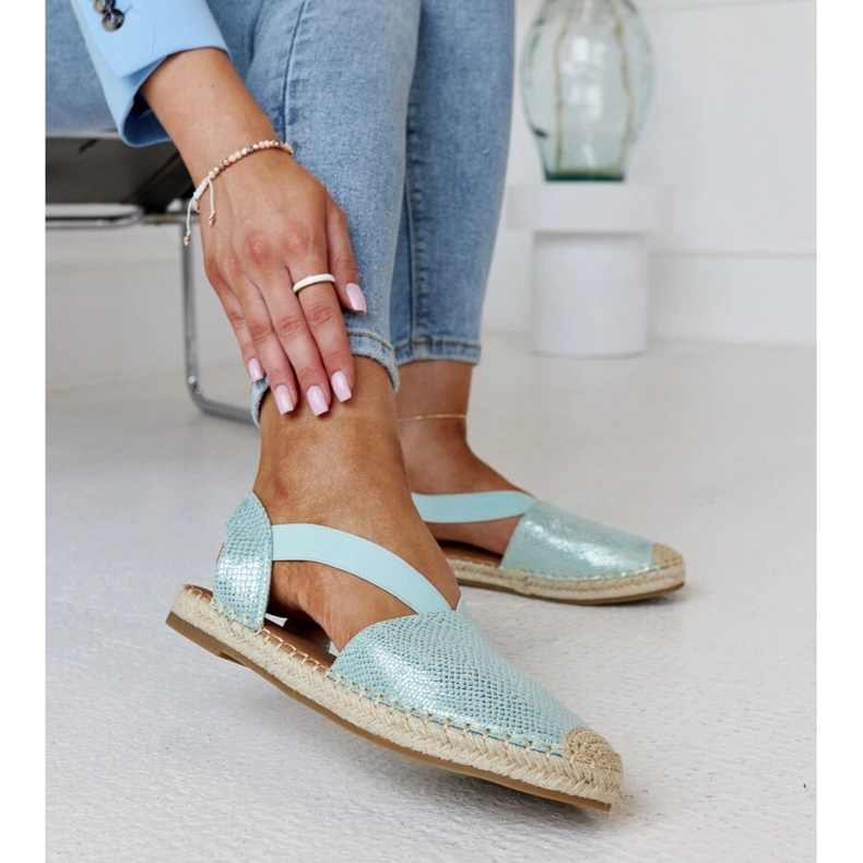 Světle zelené espadrilky s otevřenou patou Tharna zelený 1