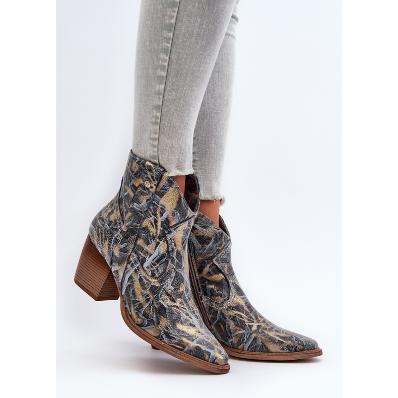 Dámské kožené kovbojské boty na vysokém podpatku Maciejka 05776-13 Modrá modrý 2 Dámské kožené kovbojské boty na vysokém podpatku Maciejka 05776-13 Modrá modrý 2