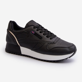 Černá šněrovací kožená sportovní obuv na platformě 1