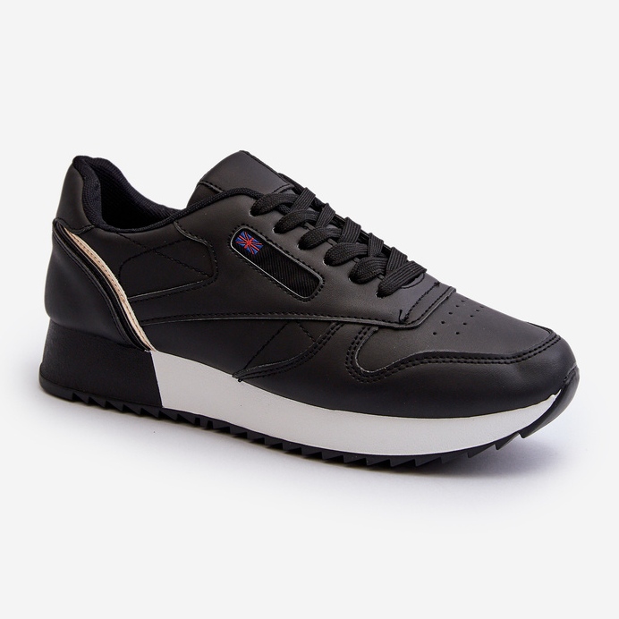 Černá šněrovací kožená sportovní obuv na platformě 1