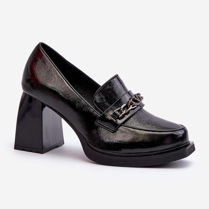 Vinceza Patentované černé lodičky Terimene s robustními podpatky černá 1