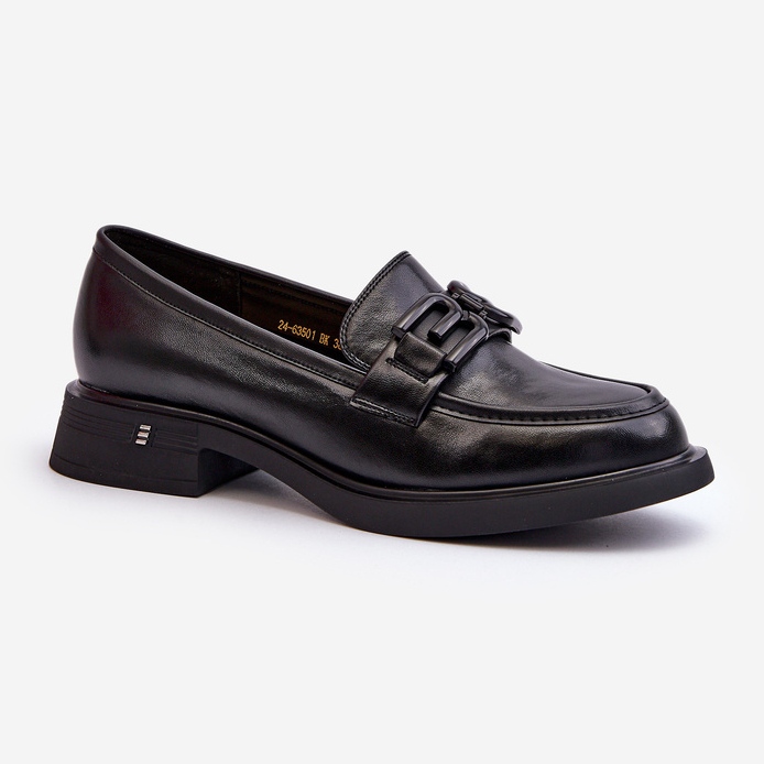 Vinceza Elegantní dámské kožené mokasíny Black Triana černý 2