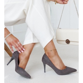 Šedé vysoké podpatky s koženou vložkou Paume šedá 1