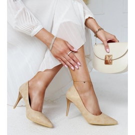 Zlaté metalické vysoké podpatky s koženou stélkou od Soissons zlatý 1