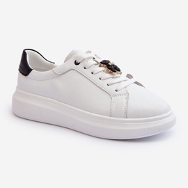 Vinceza Dámské kožené tenisky s medvídkem, bílé Mirven bílý 2