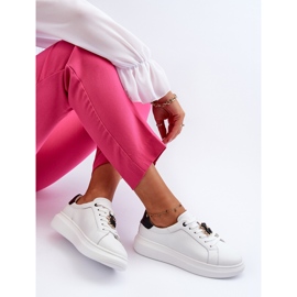 Vinceza Dámské kožené tenisky s medvídkem, bílé Mirven bílý 1