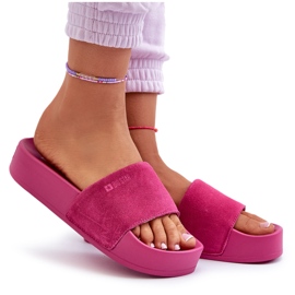 Dámské semišové skluzavky na platformě Big Star NN274A672 Fuchsia růžový 10
