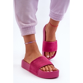 Dámské semišové skluzavky na platformě Big Star NN274A672 Fuchsia růžový 5