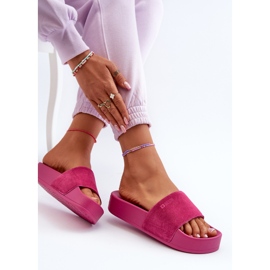 Dámské semišové skluzavky na platformě Big Star NN274A672 Fuchsia růžový 9
