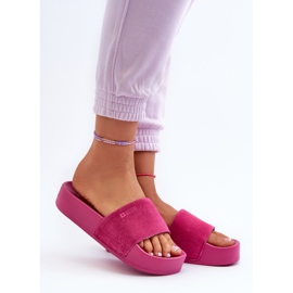 Dámské semišové skluzavky na platformě Big Star NN274A672 Fuchsia růžový 3