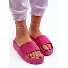 Dámské semišové skluzavky na platformě Big Star NN274A672 Fuchsia růžový 7
