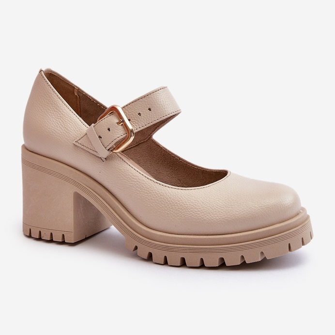 Zazoo 20166 béžové kožené lodičky béžový 1