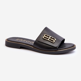 Zazoo 40384 Elegantní dámské kožené žabky, černé černý 1