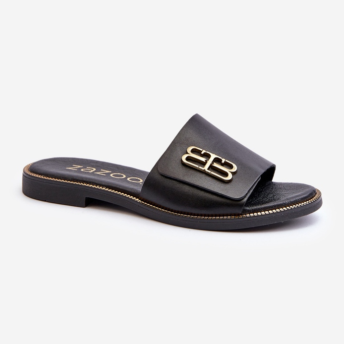 Zazoo 40384 Elegantní dámské kožené žabky, černé černý 1