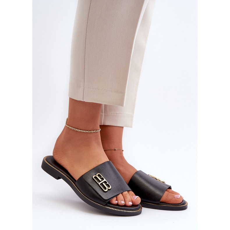 Zazoo 40384 Elegantní dámské kožené žabky, černé černá 2