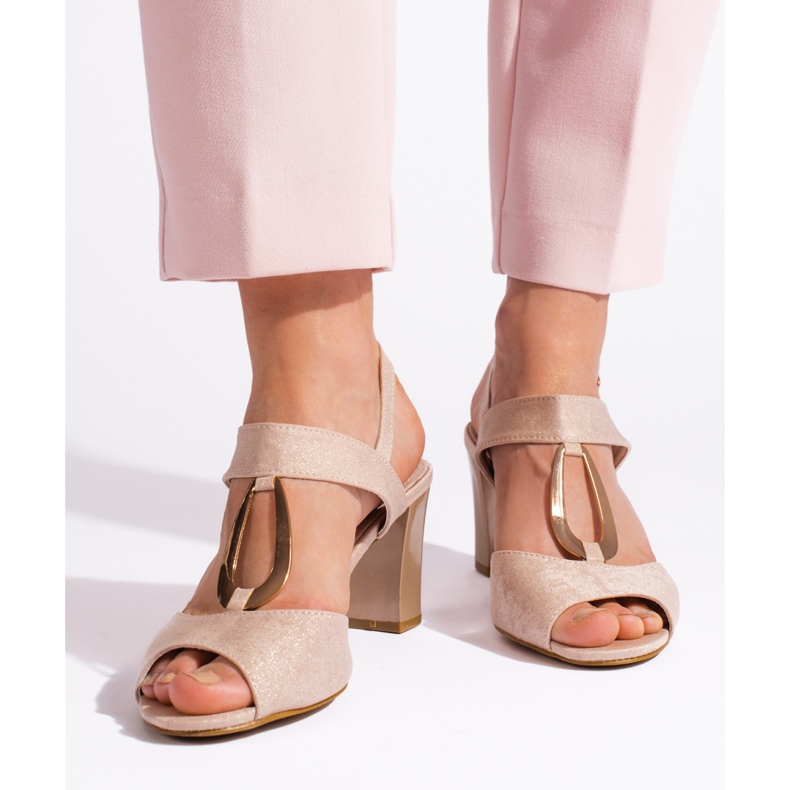 Goodin Dámské zlaté sandály na vysokém podpatku zlatý 1