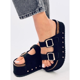 Korkové žabky na platformě Galzai Black černý 2