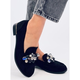 Mokasíny Anselme Black s kamínky černá 2