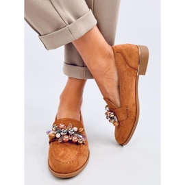 Mokasíny Anselme Camel s kameny hnědý 1