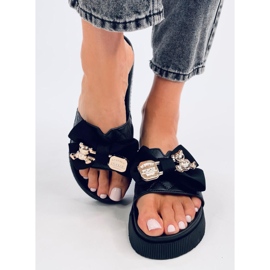 Brandis žabky s medvídkem z černého zlata černá 1