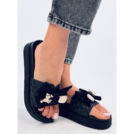 Brandis žabky s medvídkem z černého zlata černá 2