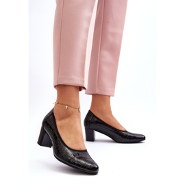 Vinceza Lakované lodičky s černou ražbou černý 4