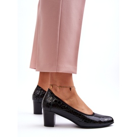 Vinceza Lakované lodičky s černou ražbou černý 5