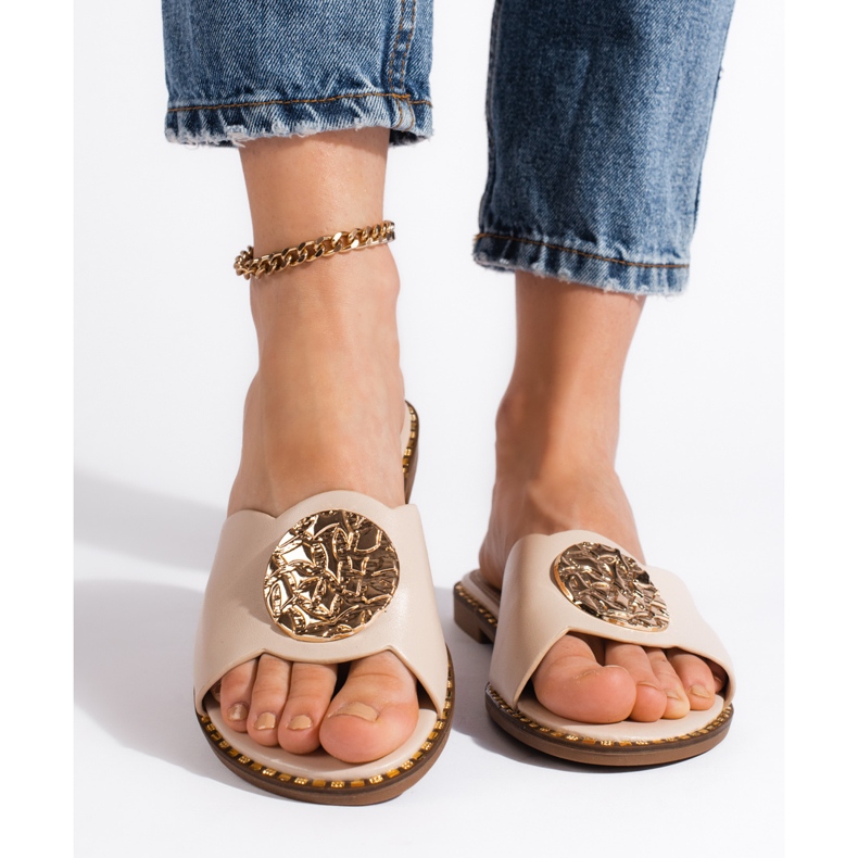 Goodin Elegantní béžové dámské žabky béžový 1